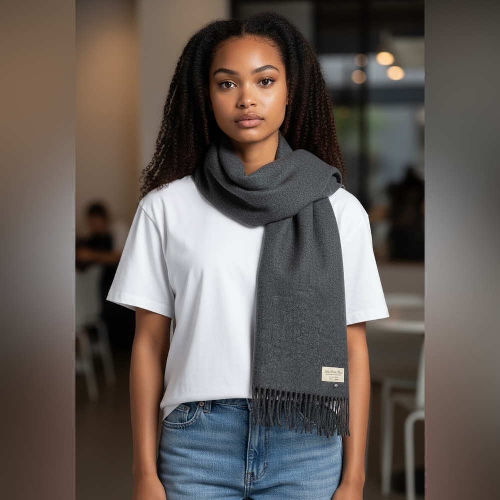 Italian Woollen Treasures Gray 100% Wool Scarf - Made in Italy
